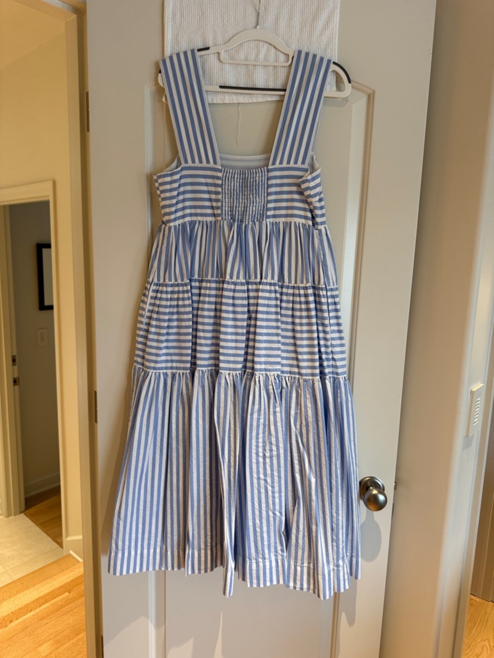 Anthropologie Blue and White Striped Tiered Midi Dress - Picture 2 of 4